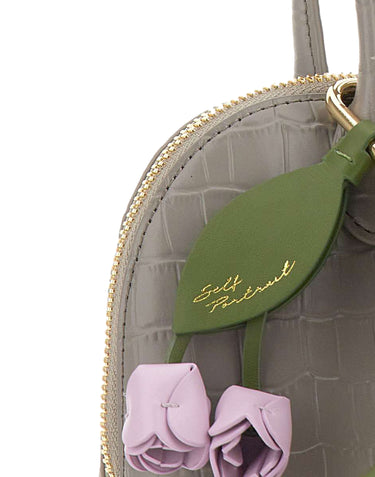 SELF-PORTRAIT Borsa a mano in pelle stampa cocco GREY Donna 