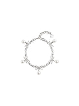 SELF-PORTRAIT "Crystal Bow Pearl Charm Bracelet" SILVER Donna 