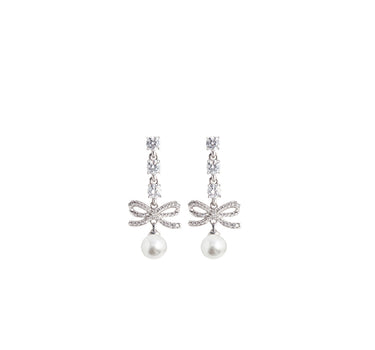 SELF-PORTRAIT "Bow Crystal Charm Earring" SILVER Donna 