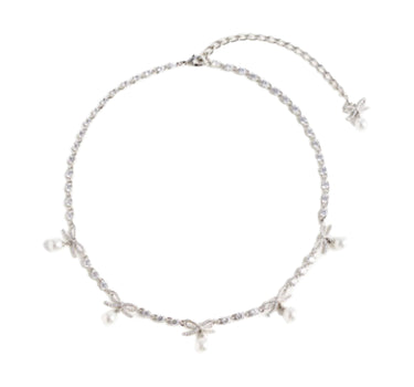 SELF-PORTRAIT Collana "Crystal Bow Pearl Charm" SILVER Donna 