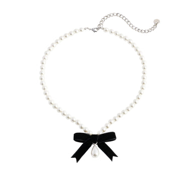 SELF-PORTRAIT Collana "Black Bow Pearl" WHITE Donna 