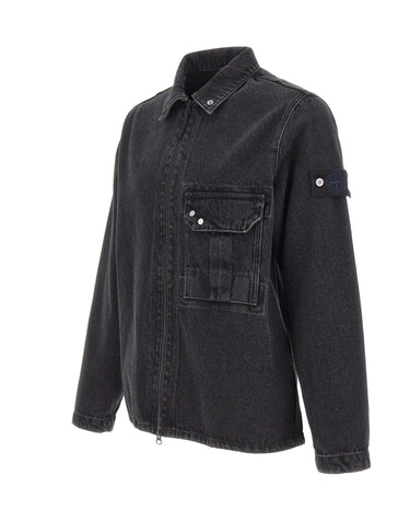 STONE ISLAND Giacca in denim con zip BLACK Uomo 