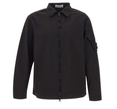STONE ISLAND Giacca overshirt in cotone BLACK Uomo 