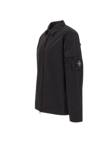 STONE ISLAND Giacca overshirt in cotone BLACK Uomo 