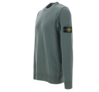 STONE ISLAND Maglione in lana rasata GREEN Uomo 