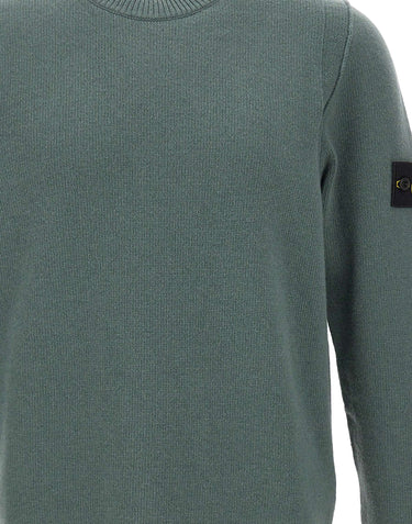 STONE ISLAND Maglione in lana rasata GREEN Uomo 