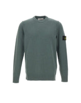 STONE ISLAND Maglione in lana rasata GREEN Uomo 