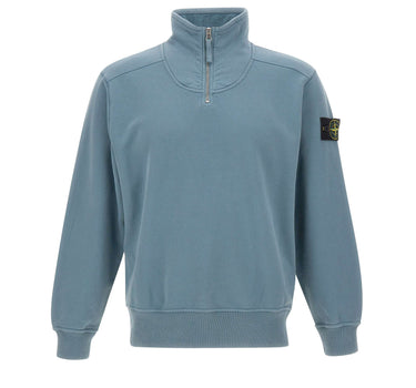 STONE ISLAND Felpa con zip corta Light Blue Uomo 