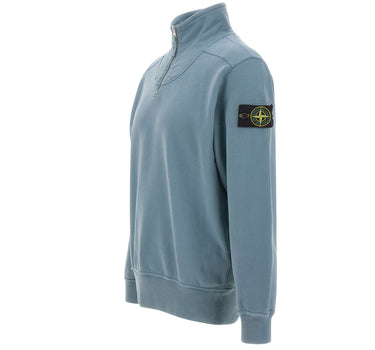 STONE ISLAND Felpa con zip corta Light Blue Uomo 