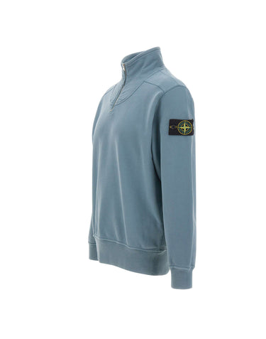 STONE ISLAND Felpa con zip corta Light Blue Uomo 