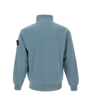 STONE ISLAND Felpa con zip corta Light Blue Uomo 