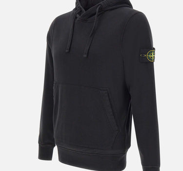 STONE ISLAND "Organic Cotton Fleece" BLACK Uomo 