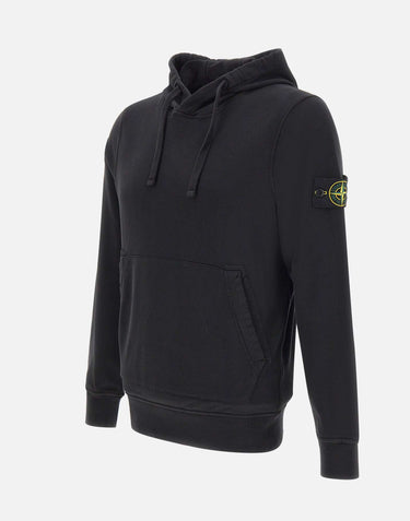 STONE ISLAND "Organic Cotton Fleece" BLACK Uomo 
