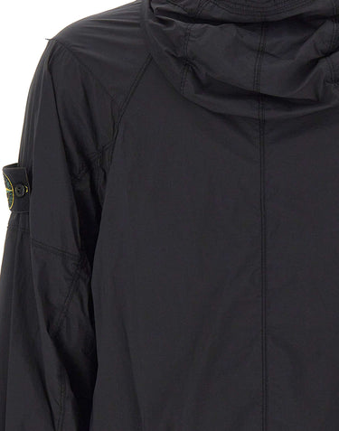 STONE ISLAND Giacca con cappuccio e finitura antigoccia BLACK Uomo 