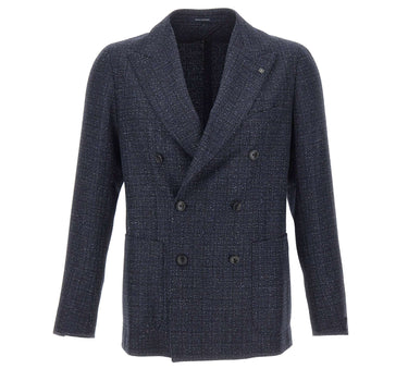 TAGLIATORE Blazer doppiopetto in misto lana BLUE Uomo 