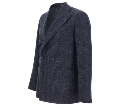 TAGLIATORE Blazer doppiopetto in misto lana BLUE Uomo 