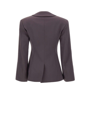THE ATTICO Blazer in lana con foulard PURPLE Donna 