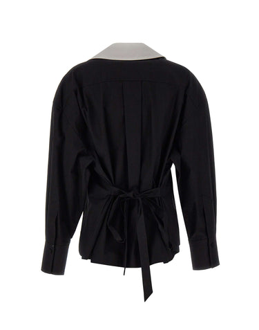 THE ATTICO Camicia in cotone con doppio colletto BLACK Donna 