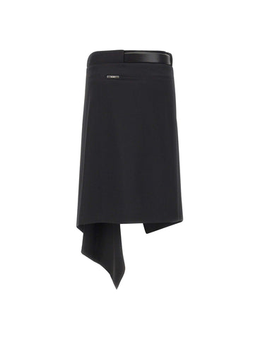 THE ATTICO Gonna midi con cintura BLACK Donna 