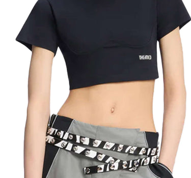 THE ATTICO T-shirt crop BLACK Donna 