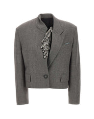 THE ATTICO Giacca in misto lana con paillettes GREY Donna 