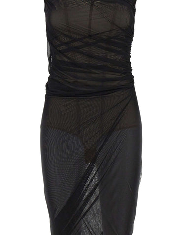 THE ATTICO Abito arricciato in tulle BLACK Donna 