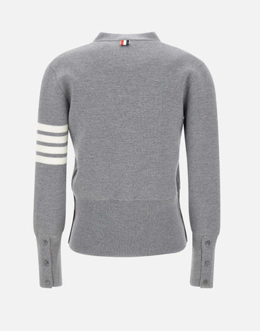 Cardigan in lana merino con scollo a V FKC207A 00014055 THOM BROWNE 