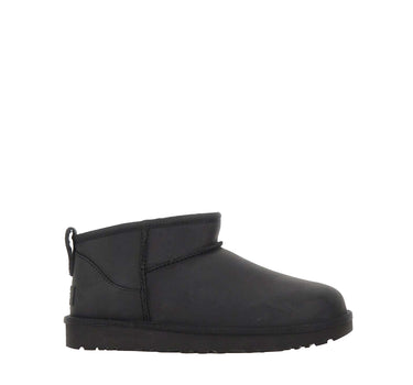UGG Stivali "Classic Ultra Mini" in pelle BLACK Donna 