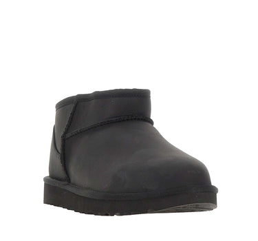 UGG Stivali "Classic Ultra Mini" in pelle BLACK Donna 