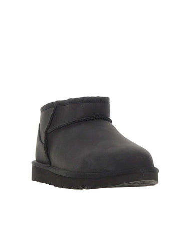 UGG Stivali "Classic Ultra Mini" in pelle BLACK Donna 