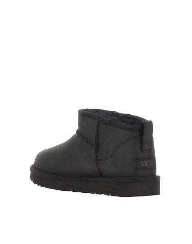 UGG Stivali "Classic Ultra Mini" in pelle BLACK Donna 