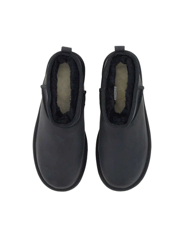 UGG Stivali "Classic Ultra Mini" in pelle BLACK Donna 