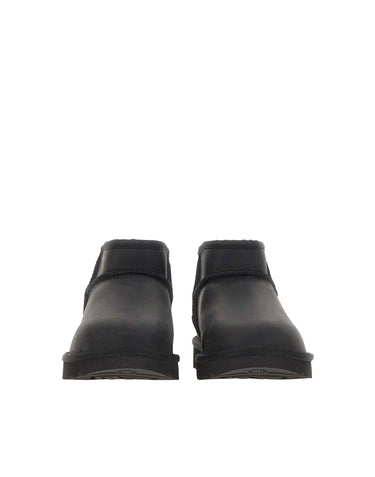 UGG Stivali "Classic Ultra Mini" in pelle BLACK Donna 