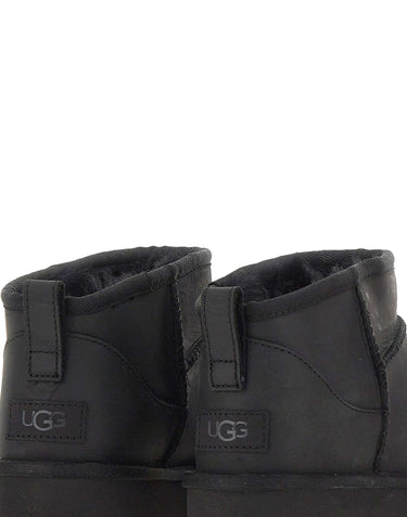 UGG Stivali "Classic Ultra Mini" in pelle BLACK Donna 