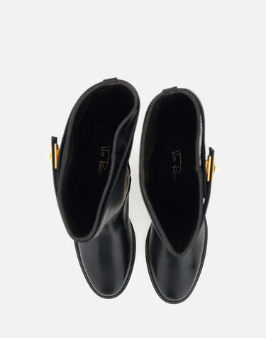 VIA ROMA 15 Stivali "Santa Monica" in pelle BLACK Donna 