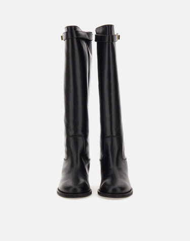 VIA ROMA 15 Stivali "Santa Monica" in pelle BLACK Donna 
