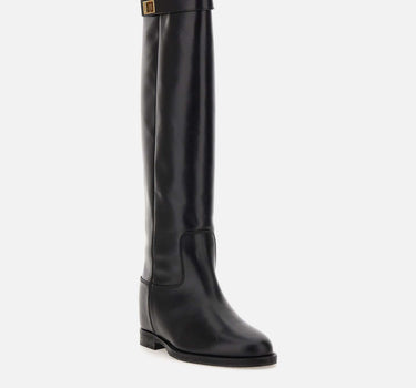 VIA ROMA 15 Stivali "Santa Monica" in pelle BLACK Donna 