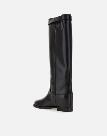 VIA ROMA 15 Stivali "Santa Monica" in pelle BLACK Donna 