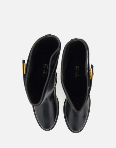 VIA ROMA 15 Stivali "Santa Monica" in pelle BLACK Donna 