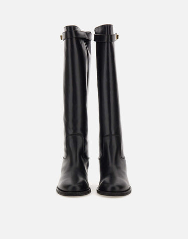 VIA ROMA 15 Stivali "Santa Monica" in pelle BLACK Donna 