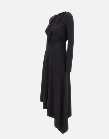 Abito asimmetrico con drappeggi 1326JDR007340A BLACK VICTORIA BECKHAM 