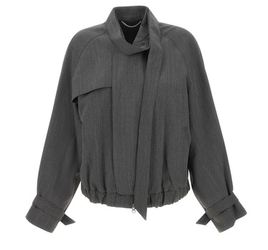 VICTORIA BECKHAM Giacca bomber con sciarpa GREY Donna 
