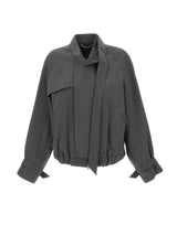 VICTORIA BECKHAM Giacca bomber con sciarpa GREY Donna 