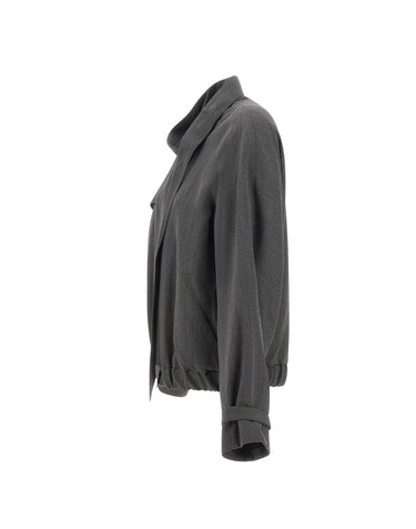 VICTORIA BECKHAM Giacca bomber con sciarpa GREY Donna 