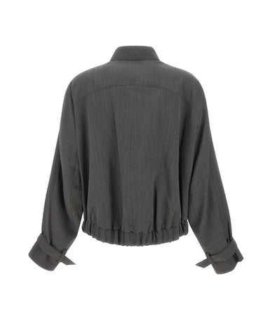 VICTORIA BECKHAM Giacca bomber con sciarpa GREY Donna 