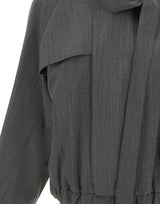 VICTORIA BECKHAM Giacca bomber con sciarpa GREY Donna 