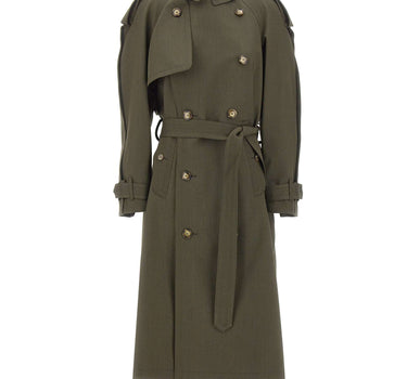 VICTORIA BECKHAM Trench coat in lana vergine GREEN Donna 