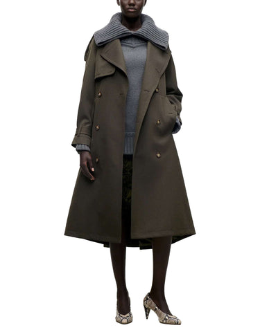 VICTORIA BECKHAM Trench coat in lana vergine GREEN Donna 