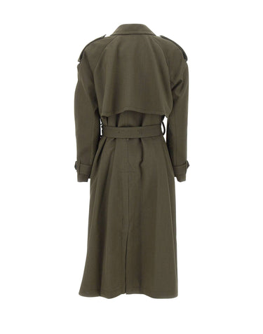 VICTORIA BECKHAM Trench coat in lana vergine GREEN Donna 