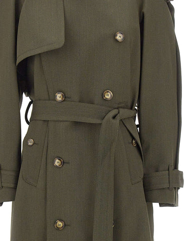 VICTORIA BECKHAM Trench coat in lana vergine GREEN Donna 
